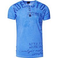 T-Shirt mit Distressed-Print und Knopfleiste