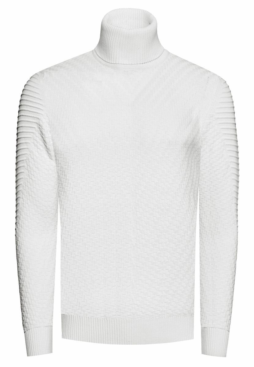 Strukturierter Strick-Rollkragenpullover