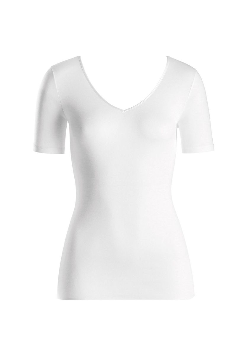 Nahtloses V-Ausschnitt Kurzarm T-Shirt