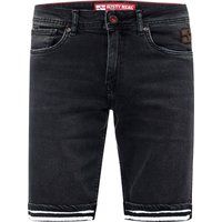 Schwarze Used-Look Jeansshorts mit Streifen