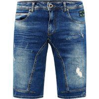 Jeansshorts im Used-Look mit Moto-Details