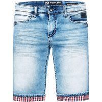 Hellblaue Jeansshorts mit Karoborte