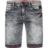 Graue Used-Look Denim Bermuda Shorts