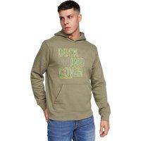 Olivfarbener Kapuzenpullover mit Grafikprint