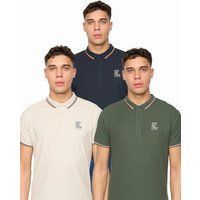 Duck and Cover - "Melports" Poloshirt für Herren(3er-Pack) (Bunt)