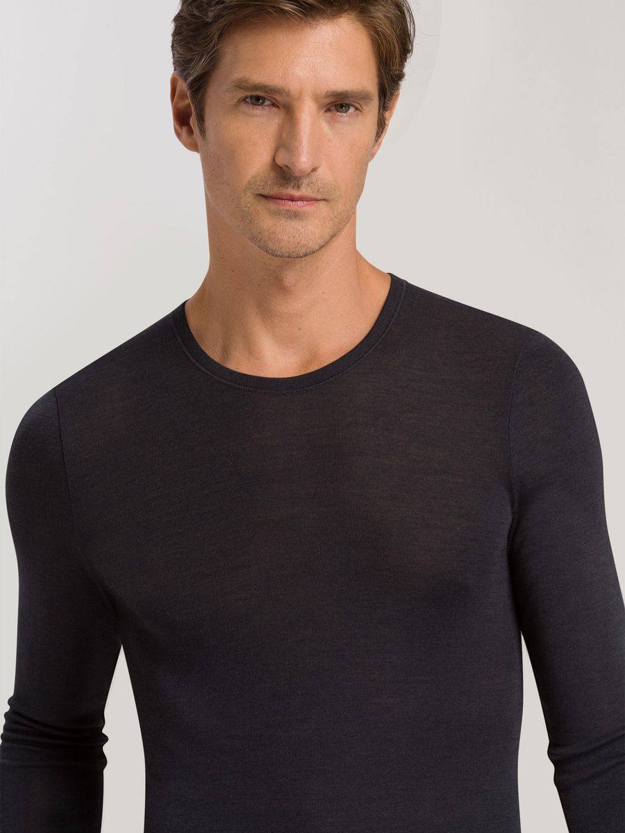 Langarmshirt aus Woll-Seiden-Mischung