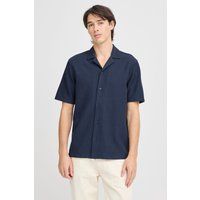 Herren Marineblaues Rippstrick Camp-Hemd