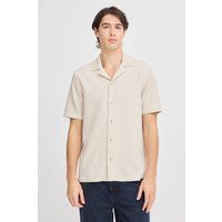 Beige Camp-Shirt aus strukturiertem Strick
