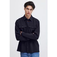 Marineblaues Overshirt mit entspannter Passform und Knopfleiste