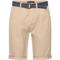 Beige Bermuda Shorts mit gewebtem Gürtel