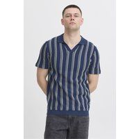 Gestreiftes Strickpolohemd in Blau