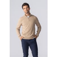 Pullover mit halbem Reißverschluss in Sand