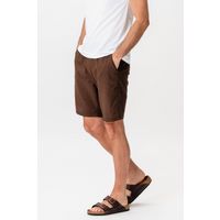 Braune lässige Shorts aus Baumwoll-Leinen-Mischung