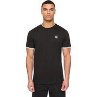 Herren einfarbiges schwarzes T-Shirt mit Rundhalsausschnitt