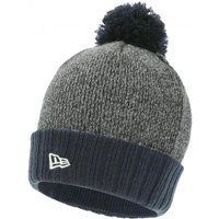 Zweifarbige Strickmütze mit Bommel