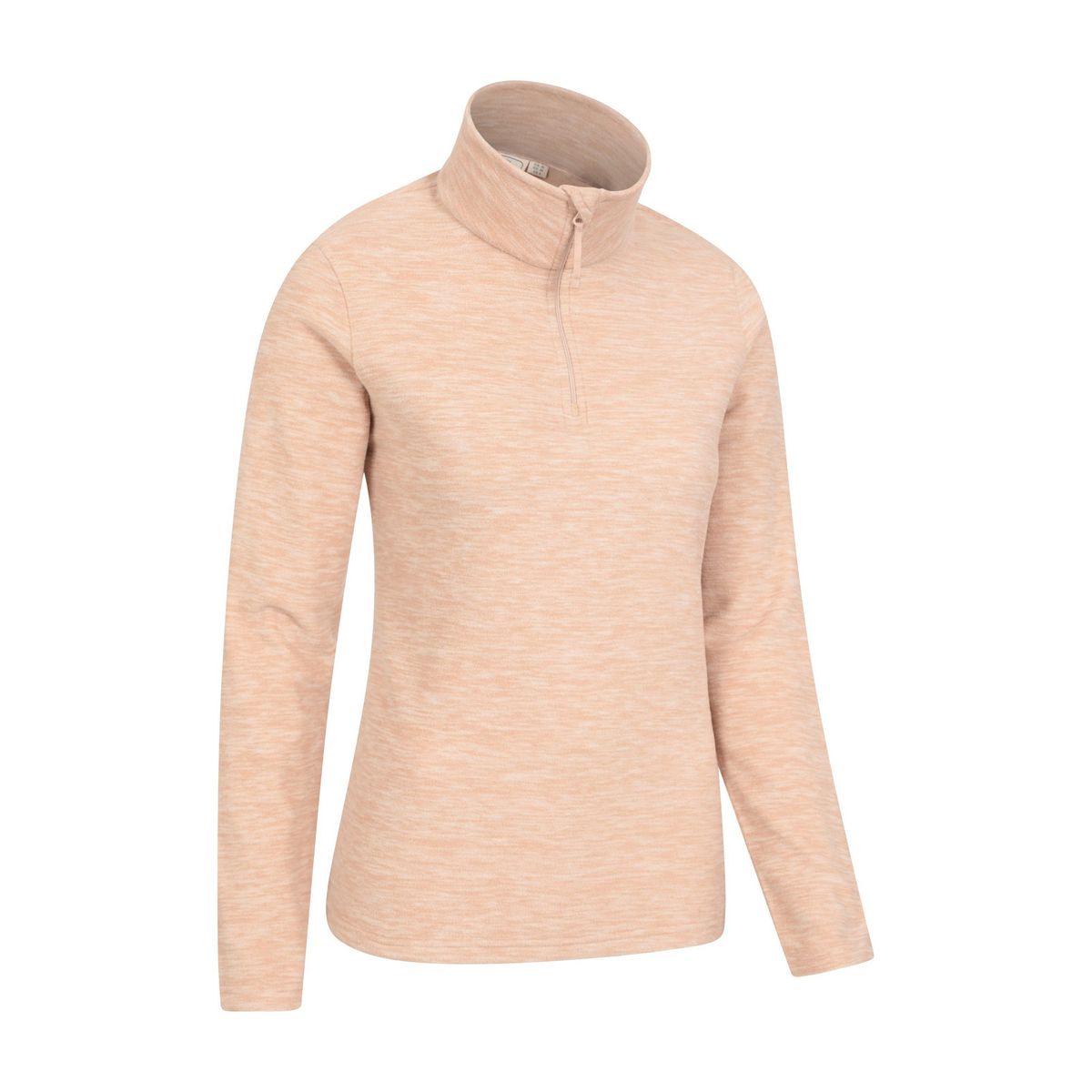 Melierter Fleecepullover mit Viertelreißverschluss
