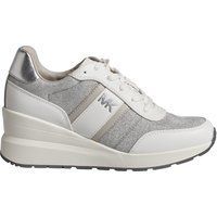 Keilabsatz-Sneakers aus Leder und Mesh