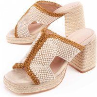 Espadrille Pantoletten mit gewebten Riemen