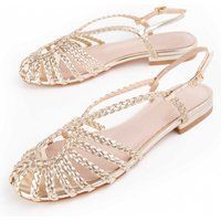 Slingback-Sandalen mit geflochtenen Riemchen