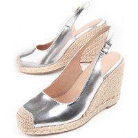 Silberne Espadrille Keil Sandaletten