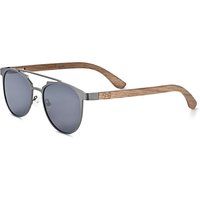 Sonnenbrille mit Metallrahmen und Holz Bügeln