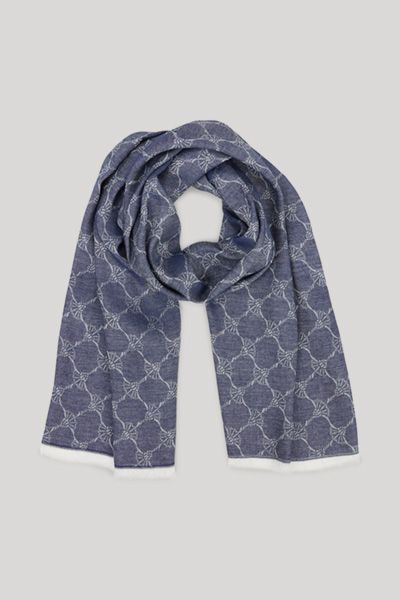 JOOP! Cornflower Schal Ferdis Dunkelblau Hellgrau Logo Jacquard