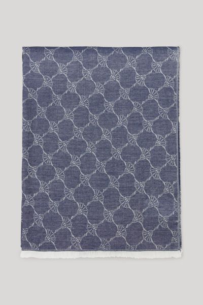 JOOP! Cornflower Schal Ferdis Dunkelblau Hellgrau Logo Jacquard
