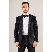 Elegantes schwarzes Samt Hochzeitsanzug Set