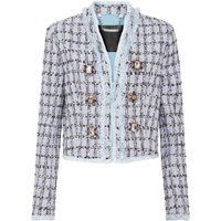Tweed Jacke mit Strassbroschen