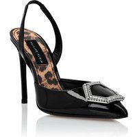 Schwarze Slingback-Pumps aus Lackleder