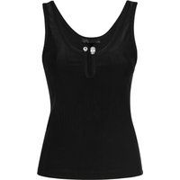 Geripptes Strick-Tanktop mit Schmucksteinen