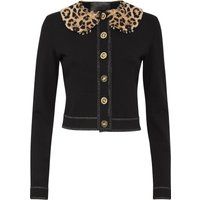 Figurstrickjacke mit Leopardenkragen