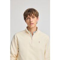 Klassisches Baumwoll-Sweatshirt mit halbem Reißverschluss