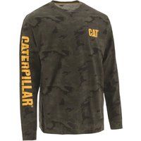 Caterpillar Markenzeichen Banner Langarm Baumwoll Herren Grün T-Shirt