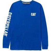 Caterpillar Markenbanner Langarm Baumwoll Herren Blau T-Shirt
