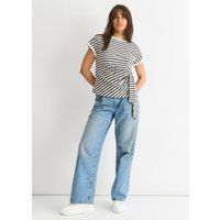 Gestreiftes Stretch-Top mit Bindedetail