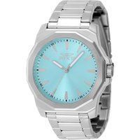 Silberfarbene Armbanduhr mit blauem Zifferblatt