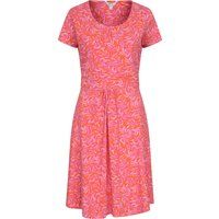 Freizeitkleid mit Blätterprint und kurzen Ärmeln