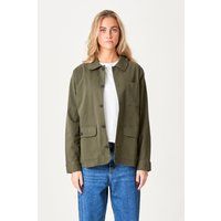 Twill-Hemdjacke in Dunkeloliv