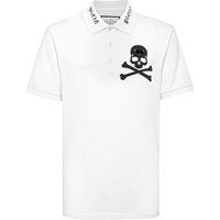 Baumwoll-Poloshirt mit Totenkopf-Motiv