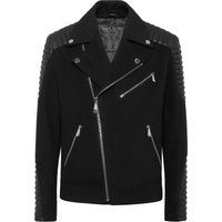 Bikerjacke aus Wolle mit Lederdetails