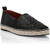 Leder Espadrilles mit Totenkopfprägung