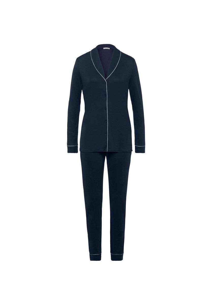 Klassisches marineblaues Pyjama-Set aus Lyocell