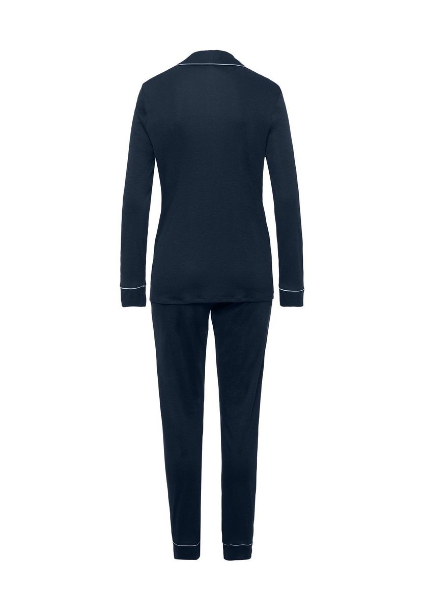 Klassisches marineblaues Pyjama-Set aus Lyocell