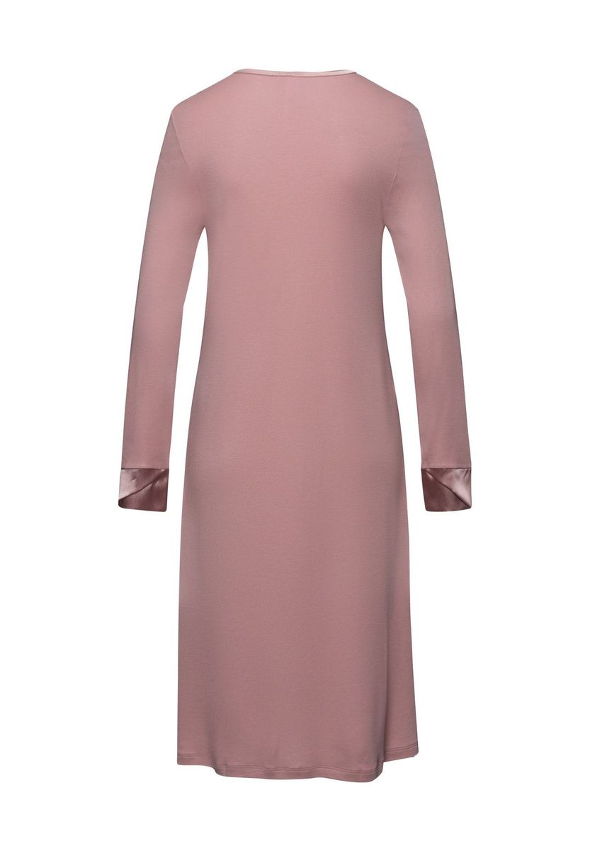 Elegantes Langarm-Nachthemd mit Satinbesatz