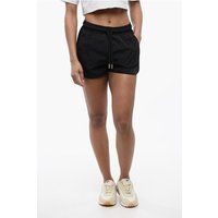 Sportliche schwarze Nylon-Shorts mit Kordelzug