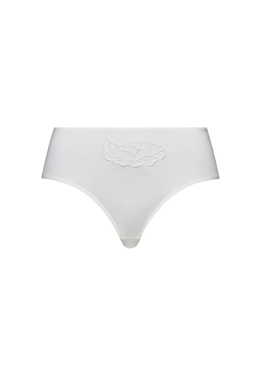 Weißer Baumwollslip mit Blumenstickerei