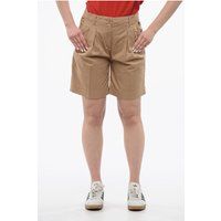 Plissierte Stretch-Baumwollshorts mit Gürtelschlaufen