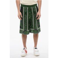 Grüne Satinshorts mit Bandana-Print