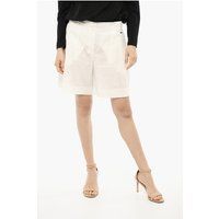 Plissierte High-Waist-Shorts mit Gürtelschlaufen